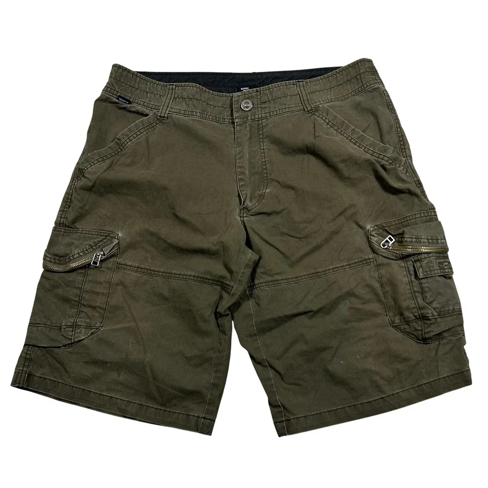 Kuhl Ambush Cargo Shorts Mens 36 Olive Green Pockets Hiking Utility Rugged